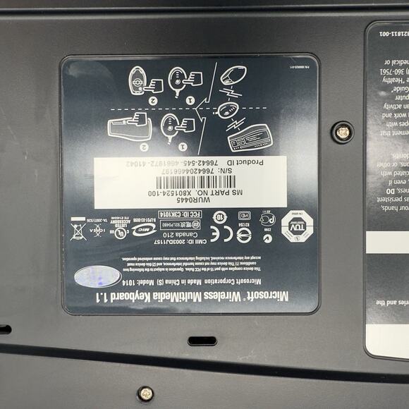 Microsoft Wireless Multimedia Keyboard 1.1 Model 1014 w Mouse Receiver - Picture 9 of 10